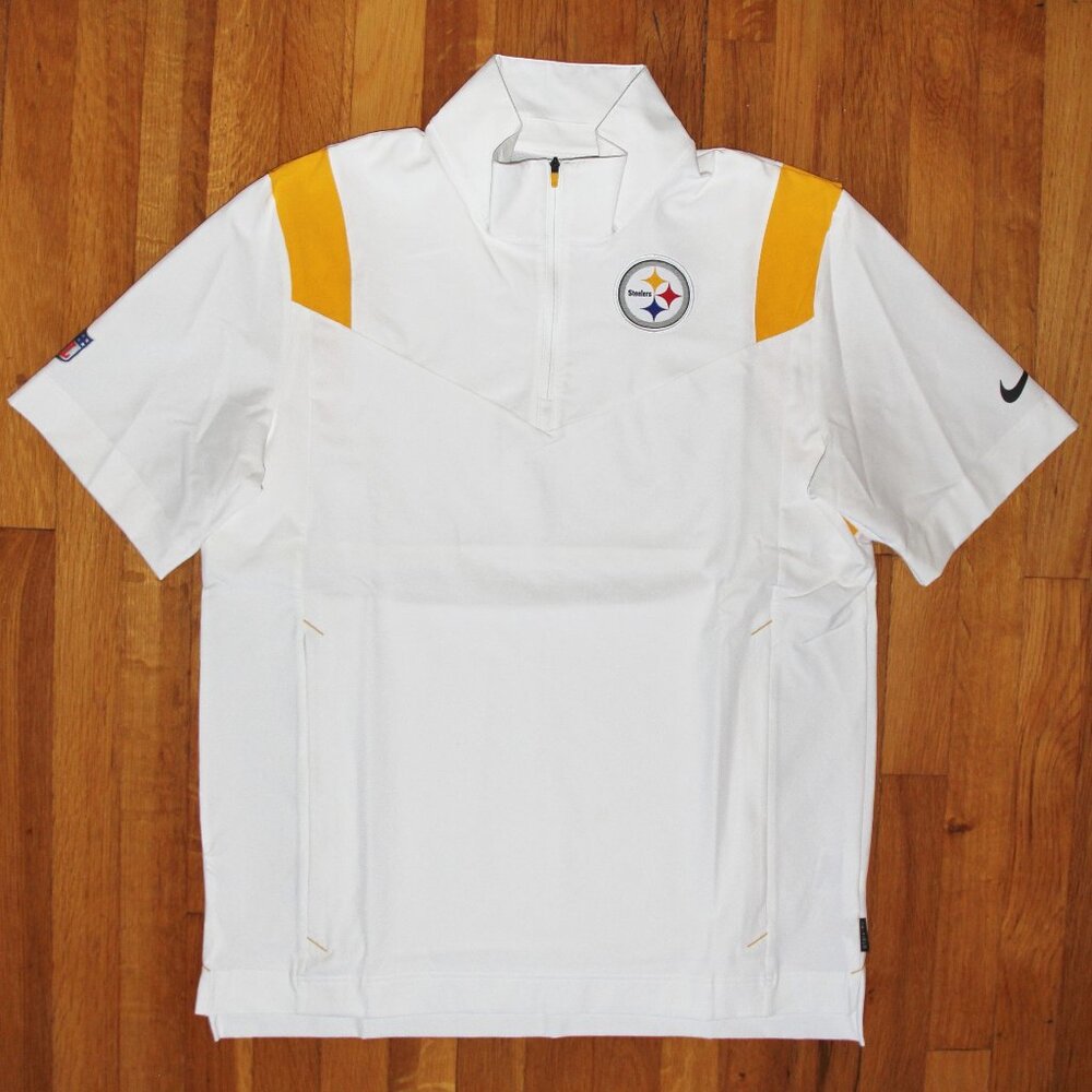 Nike Pittsburgh Steelers On Field 1/4 Zip Coaches Jacket Mens M White Black Gold